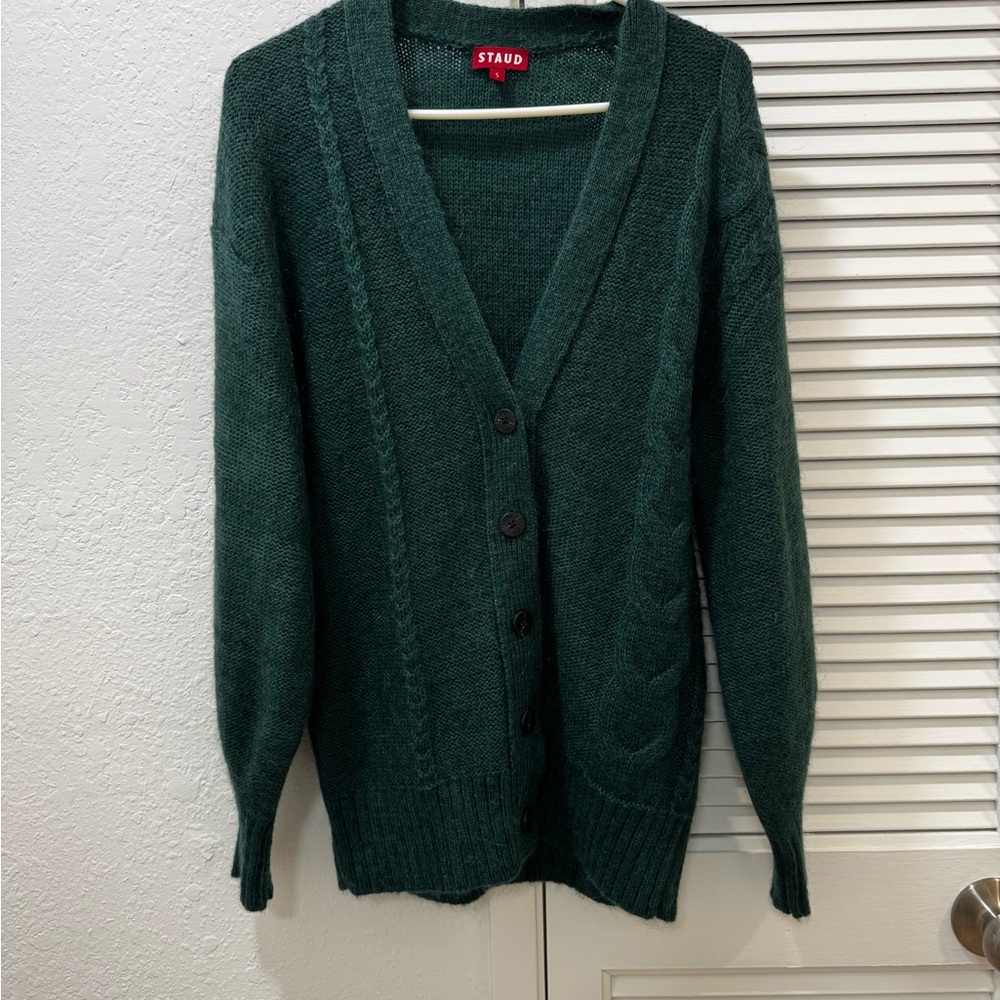STAUD Blake Cable-Knit Cardigan